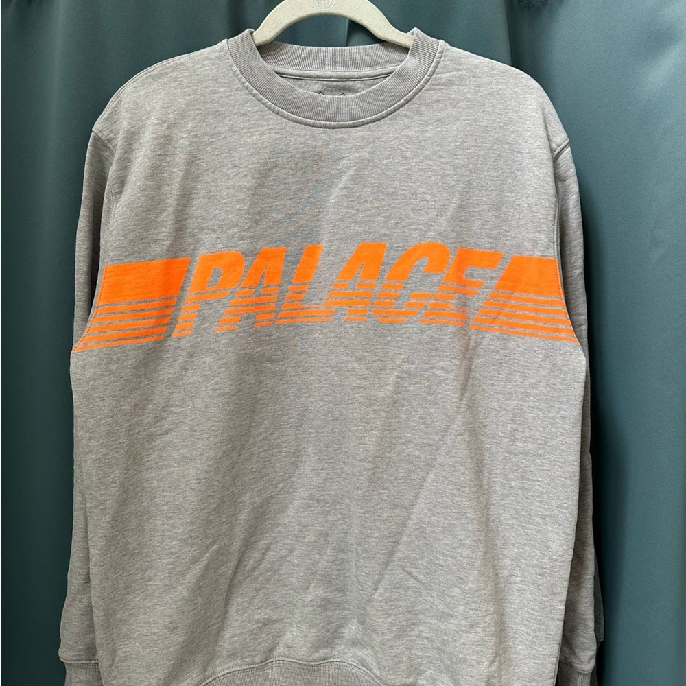 PALACE Gray and Orange Crewneck Sweater